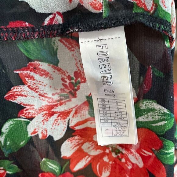 Forever 21 Sheer Rose Robe Kimono Belted Swim Cover Up - Picture 9 of 10